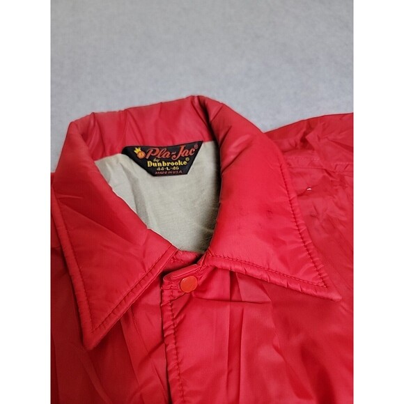 Vtg Plac Jac Dunbrooke Windbreaker Mens L Red Trucker Million Miles Zip Safety - Picture 3 of 15